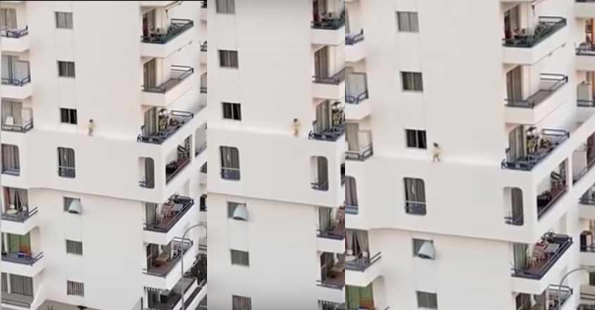 ഭീമൻ ഫ്ലാറ്റിന്റെ ഷെയ്ഡിലൂടെ നടന്ന് കുഞ്ഞ്; പേടിപ്പെടുത്തും വിഡിയോ,  Toddler, climbs out of fifth floor apartment, Viral Video, Kids club, Manorama Online