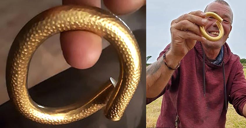 ‘ബീപ്’ ശബ്ദം കേട്ടു കുഴിച്ചു നോക്കി; മണ്ണിൽ ലക്ഷങ്ങള്‍ വിലയുള്ള സ്വർണവള, Treasure hunter, 4000 year old, Neck ring,Padhippura, Manorama Online
